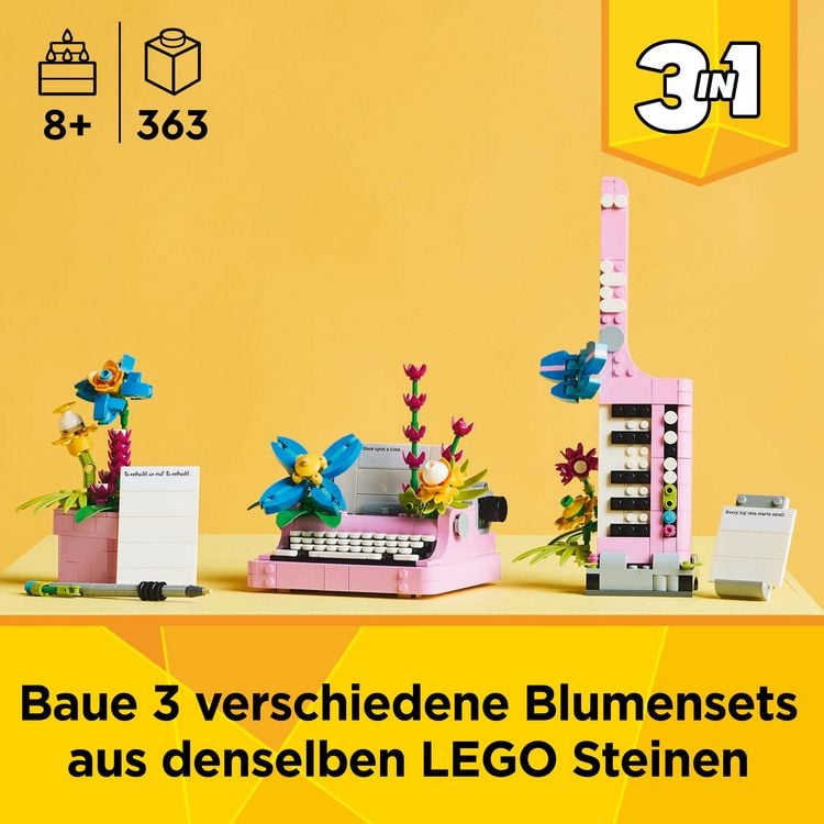 Produktbild: LEGO Creator 31169 3in1 Schreibmaschine mit Blumen, Kreatives Spielzeug