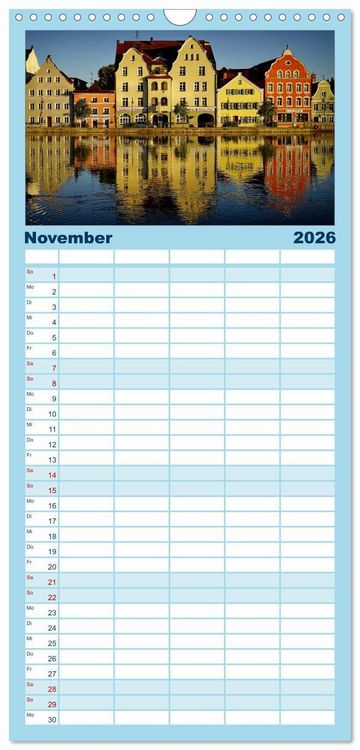 Produktbild: Familienplaner 2026 - Landshut bei Tag und Nacht mit 5 Spalten (Wandkalender, 21 x 45 cm) CALVENDO