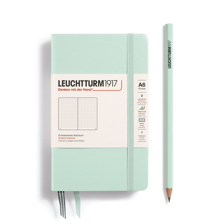 Produktbild: LEUCHTTURM1917 Notizbuch Pocket (A6), Hardcover, 187 nummerierte Seiten, Mint Green, Dotted