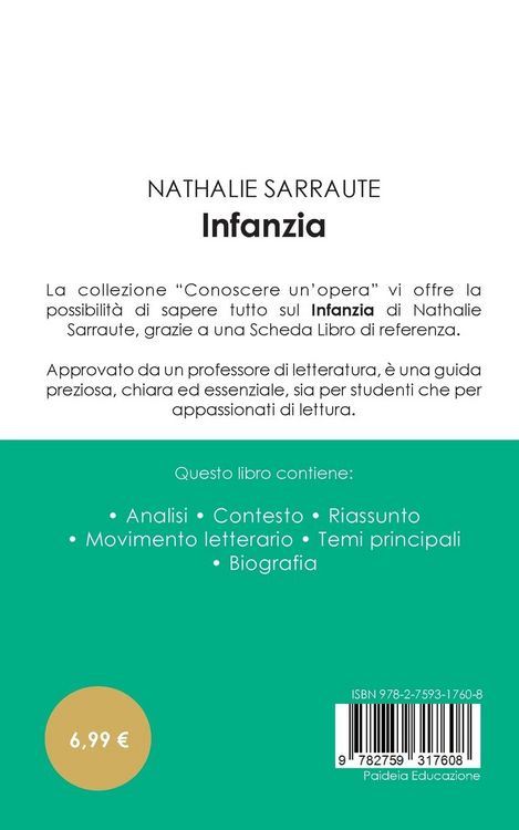 Produktbild: Scheda libro Infanzia di Nathalie Sarraute (analisi letteraria di riferimento e riassunto completo)