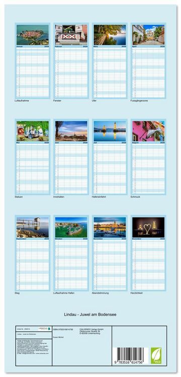 Produktbild: Familienplaner 2026 - Lindau - Juwel am Bodensee mit 5 Spalten (Wandkalender, 21 x 45 cm) CALVENDO