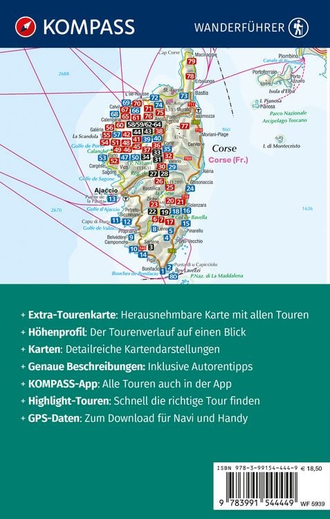 Produktbild: KOMPASS Wanderf&uuml;hrer Korsika, 80 Touren mit Extra-Tourenkarte