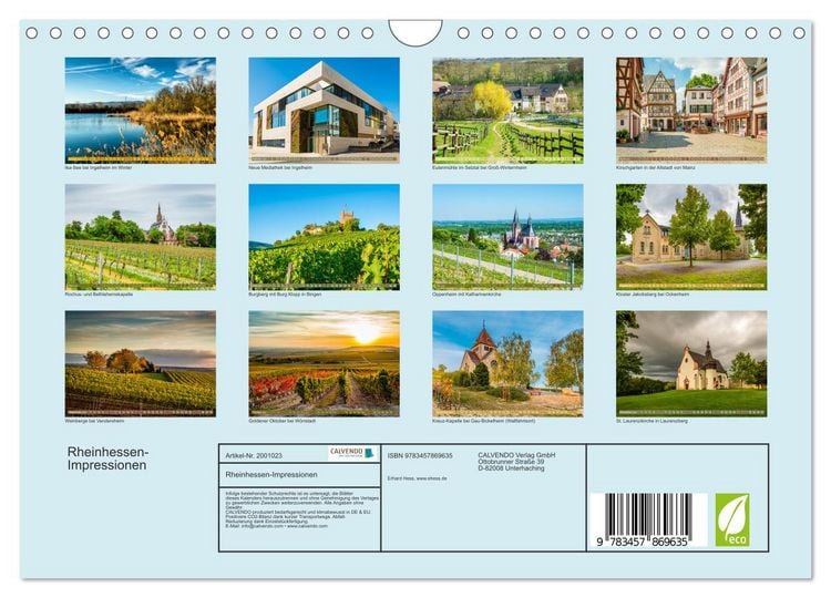 Produktbild: Rheinhessen-Impressionen (Wandkalender 2026 DIN A4 quer), CALVENDO Monatskalender