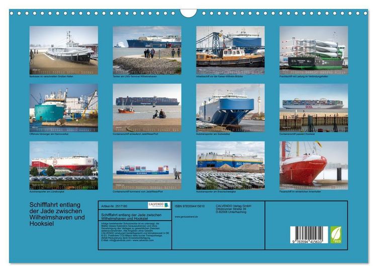 Produktbild: Schifffahrt entlang der Jade zwischen Wilhelmshaven und Hooksiel (Wandkalender 2027 DIN A3 quer), CALVENDO Monatskalender