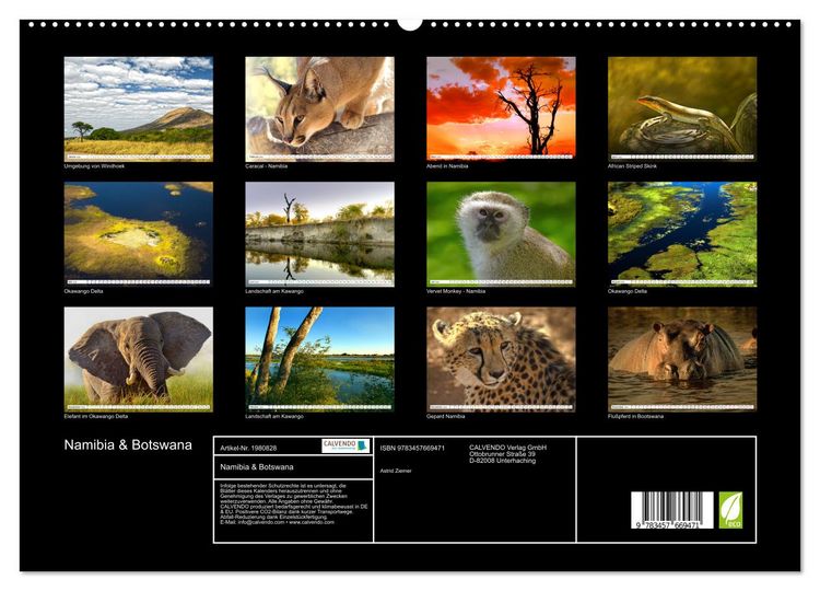 Produktbild: Namibia & Botswana (hochwertiger Premium Wandkalender 2026 DIN A2 quer), Kunstdruck in Hochglanz