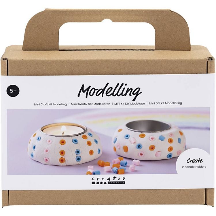 Produktbild: Creativ Company Mini Kreativ Set Modellieren, Kerzenhalter, Wei&szlig;