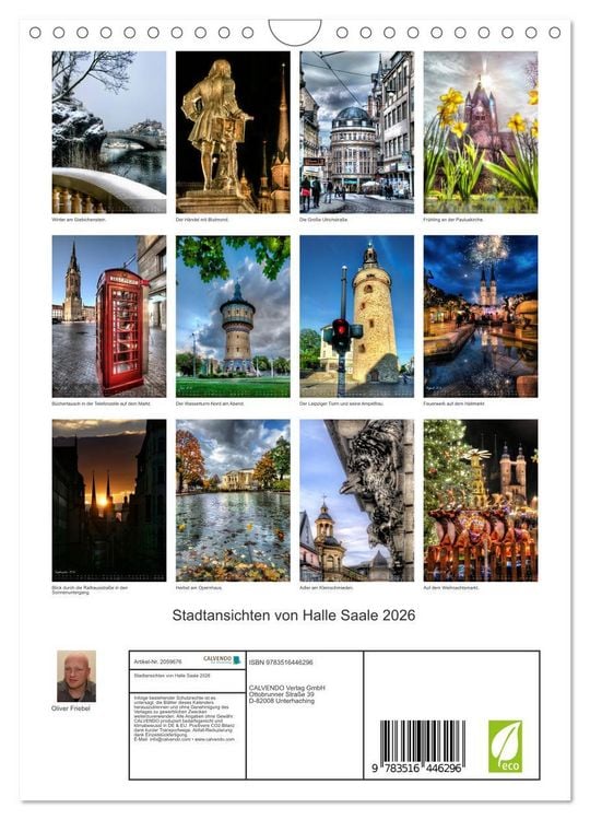 Produktbild: Stadtansichten von Halle Saale 2026 (Wandkalender 2026 DIN A4 hoch), CALVENDO Monatskalender