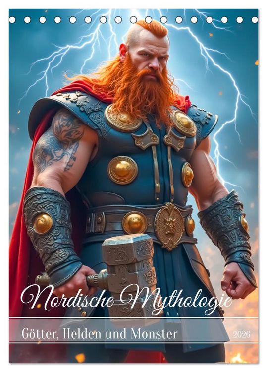 Produktbild: Nordische Mythologie - G&ouml;tter, Helden und Monster (Tischkalender 2026 DIN A5 hoch), CALVENDO Monatskalender