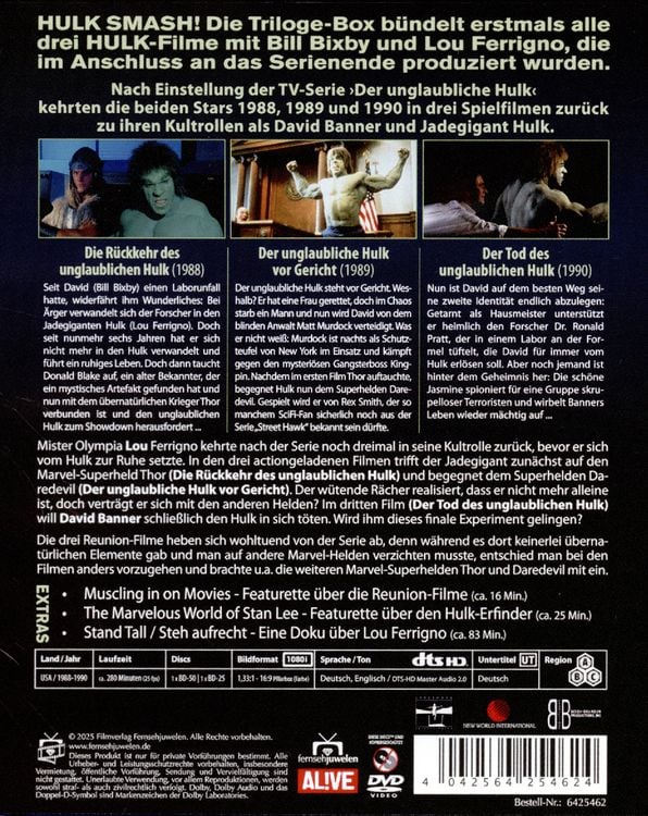 Produktbild: Der unglaubliche Hulk - Die komplette Spielfilm-Trilogie von 1988-1990 plus Extras [2 BRs]