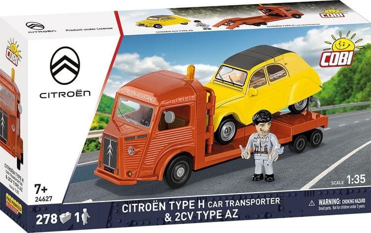 Produktbild: COBI 24627 - Citroen Type H Car Transporter & 2CV Type AZ, Bausatz 1:35, 278 Klemmbausteine