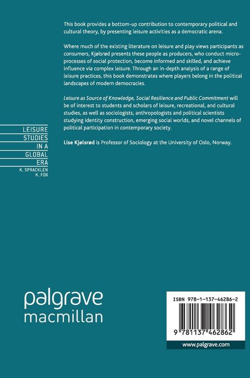 Produktbild: Leisure as Source of Knowledge, Social Resilience and Public Commitment