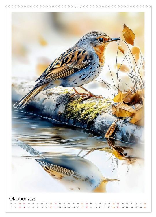 Produktbild: V&ouml;gel - gefiederte Freunde in unserem Garten (hochwertiger Premium Wandkalender 2026 DIN A2 hoch), Kunstdruck in Hochglanz