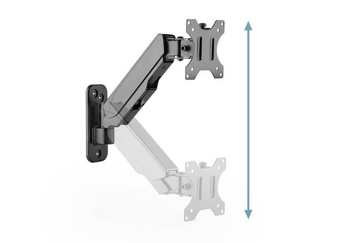 Produktbild: Digitus Monitor-Wandhalterung DA-90396 1 Display(s) 33,0 cm (13") - 81,3 cm (32") Schwarz, Schwarz (matt) Drehbar, H&ouml;henverstellbar, Neigbar