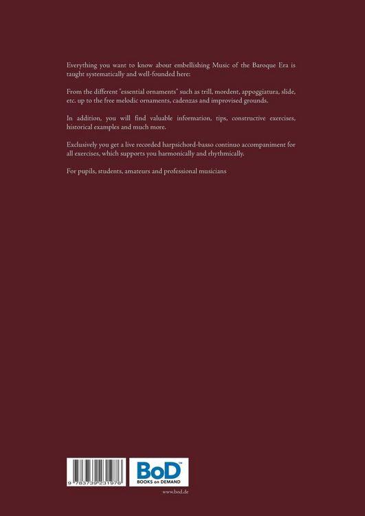 Produktbild: The Ornamentation of Baroque Music