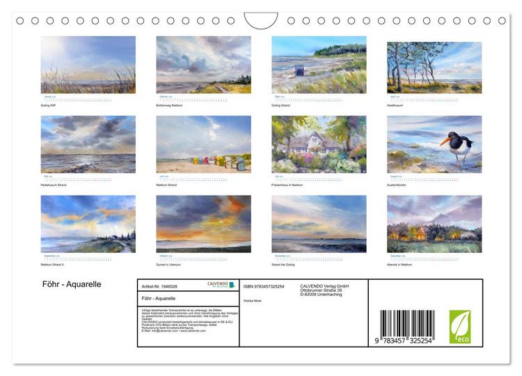 Produktbild: F&ouml;hr - Aquarelle (Wandkalender 2026 DIN A4 quer), CALVENDO Monatskalender