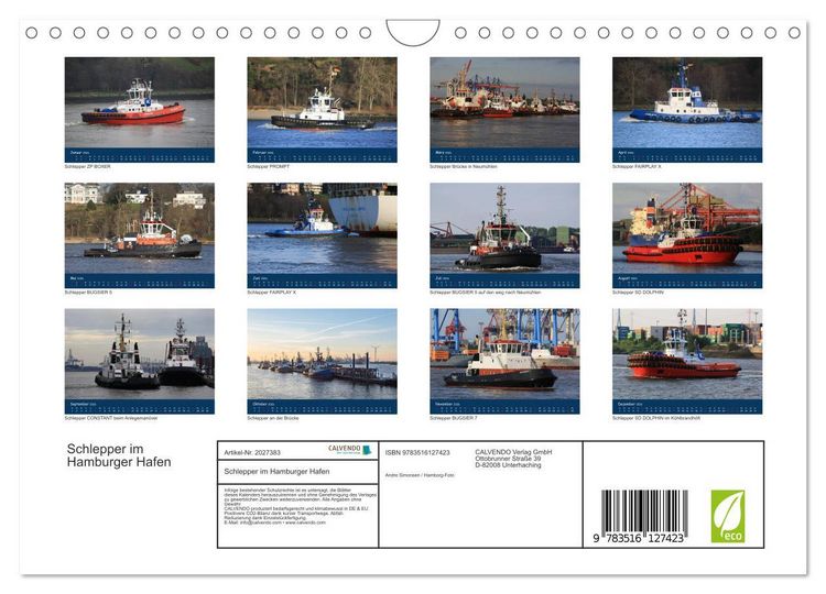 Produktbild: Schlepper im Hamburger Hafen (Wandkalender 2026 DIN A4 quer), CALVENDO Monatskalender