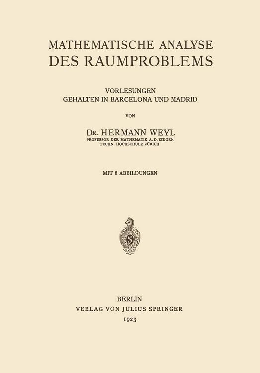 Produktbild: Mathematische Analyse des Raumproblems