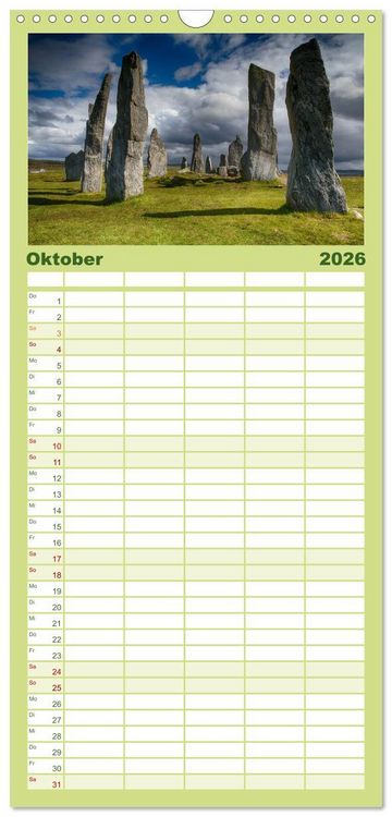 Produktbild: Familienplaner 2026 - Schottland im Licht mit 5 Spalten (Wandkalender, 21 x 45 cm) CALVENDO