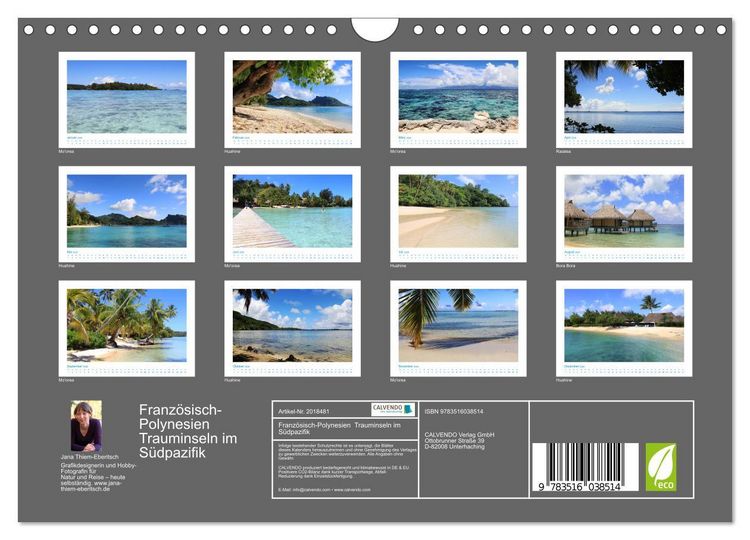 Produktbild: Franz&ouml;sisch-Polynesien Trauminseln im S&uuml;dpazifik (Wandkalender 2026 DIN A4 quer), CALVENDO Monatskalender