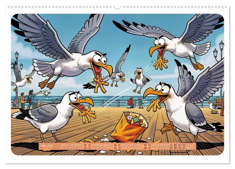 Produktbild: Gierige M&ouml;wen - Comic (hochwertiger Premium Wandkalender 2027 DIN A2 quer), Kunstdruck in Hochglanz