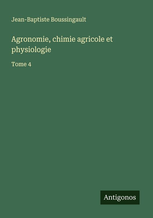 Produktbild: Agronomie, chimie agricole et physiologie