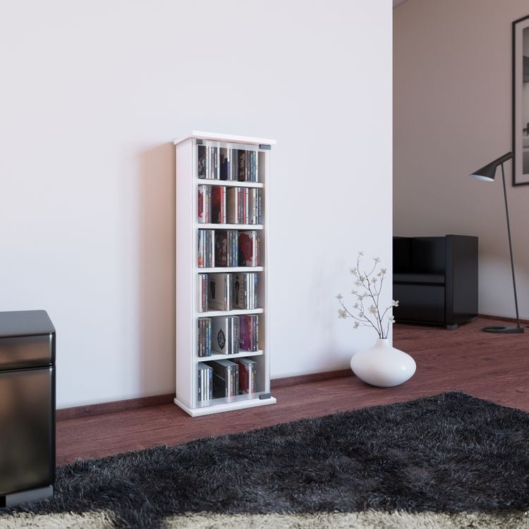 Produktbild: Holz CD DVD Stand Regal Schrank Classic Glast&uuml;r