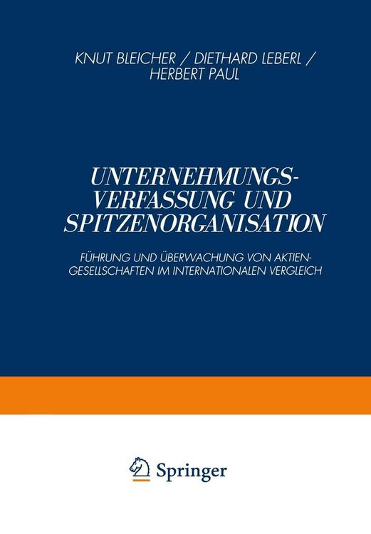 Produktbild: Unternehmungsverfassung und Spitzenorganisation