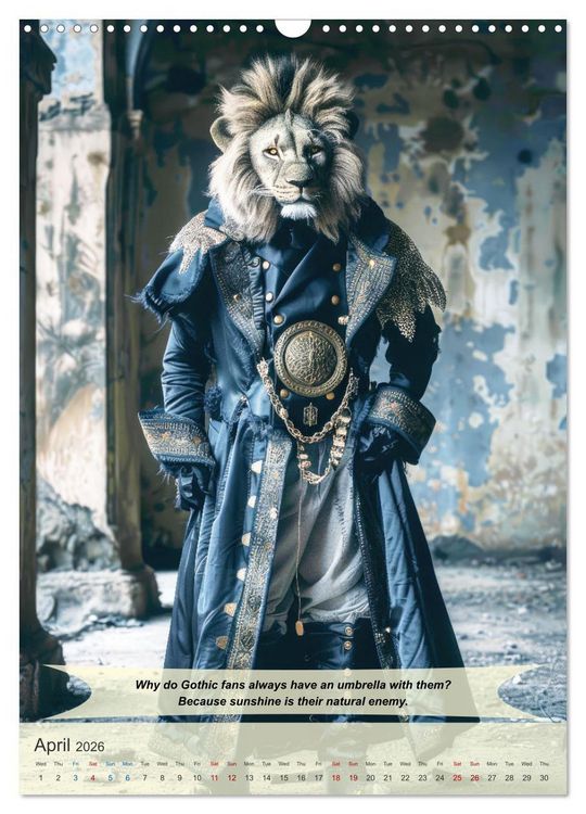 Produktbild: Funny animals in gothic style (Wall Calendar 2026 DIN A3 portrait), CALVENDO 12 Month Wall Calendar