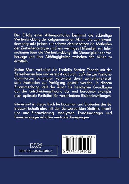 Produktbild: Aktienprognosen zur Portfolio-Optimierung