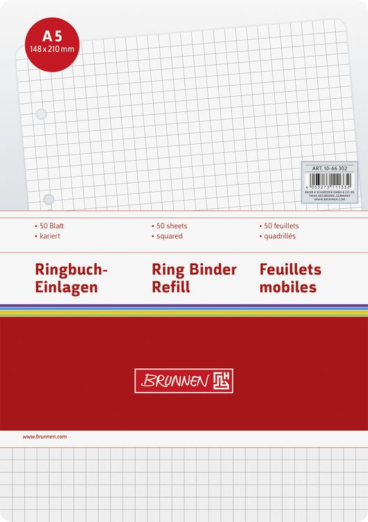 Produktbild: Brunnen Ringbucheinlage A5 kar 50Bl