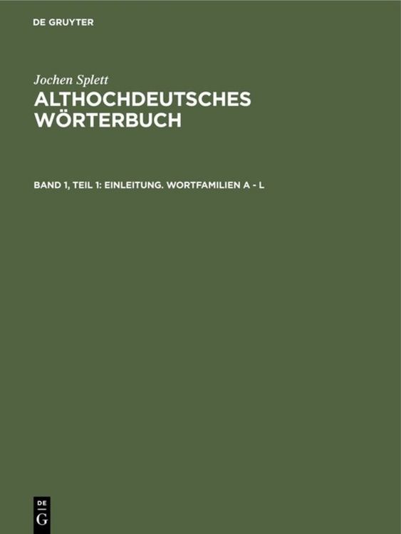 Produktbild: Einleitung. Wortfamilien A - L