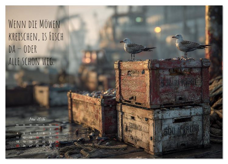 Produktbild: Moin Moin ist schon gesabbel - Norddeutscher Spr&uuml;che-Kalender (hochwertiger Premium Wandkalender 2026 DIN A2 quer), Kunstdruck in Hochglanz