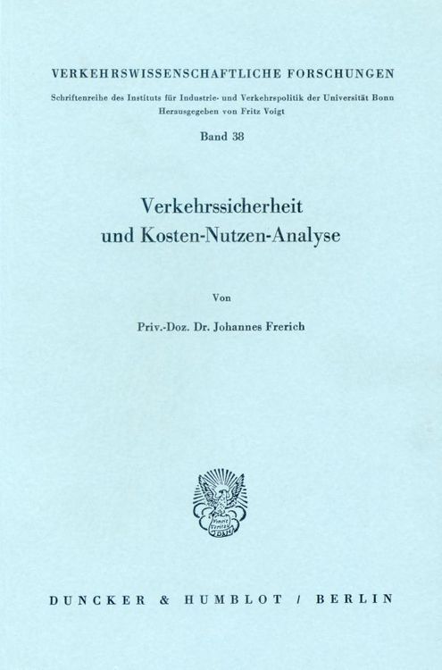 Produktbild: Verkehrssicherheit und Kosten-Nutzen-Analyse.
