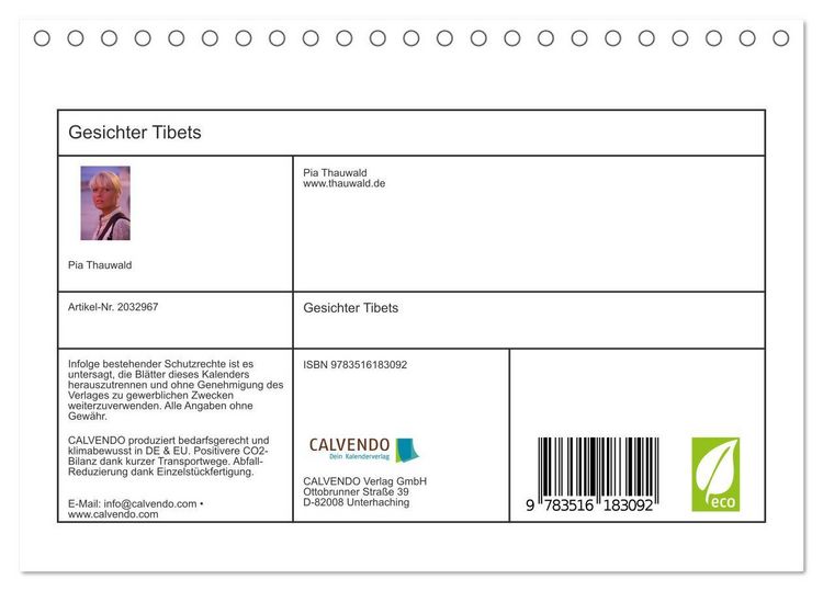 Produktbild: Gesichter Tibets (Tischkalender 2026 DIN A5 quer), CALVENDO Monatskalender
