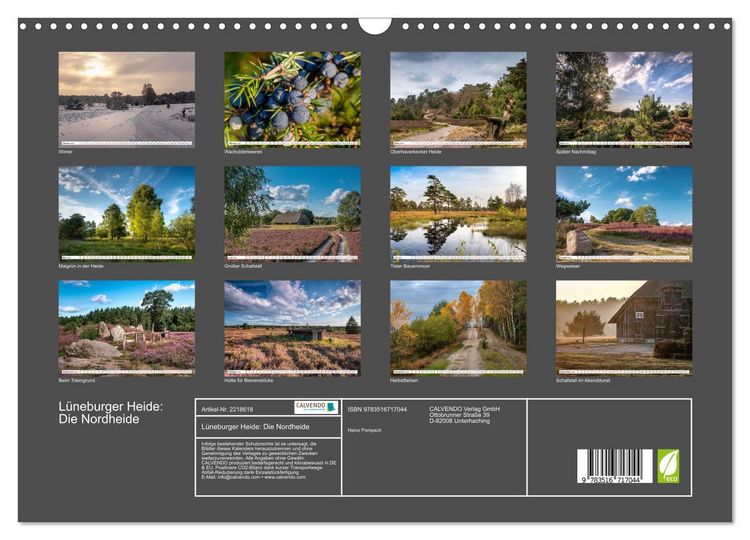 Produktbild: L&uuml;neburger Heide: Die Nordheide (Wandkalender 2026 DIN A3 quer), CALVENDO Monatskalender