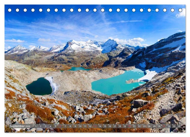 Produktbild: Berge - Gletscher - Seen (Tischkalender 2026 DIN A5 quer), CALVENDO Monatskalender