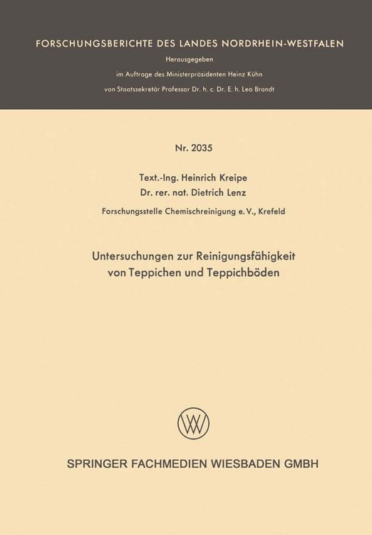 Produktbild: Untersuchungen zur Reinigungsf&auml;higkeit von Teppichen und Teppichb&ouml;den