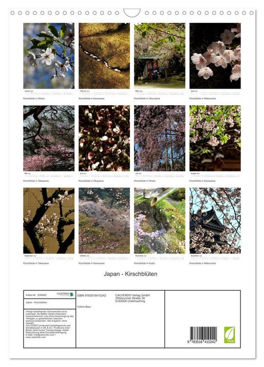 Produktbild: Japan - Kirschbl&uuml;ten (Wandkalender 2026 DIN A3 hoch), CALVENDO Monatskalender