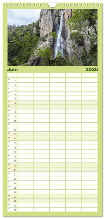 Produktbild: Familienplaner 2026 - Korsika - raue Sch&ouml;nheit mit 5 Spalten (Wandkalender, 21 x 45 cm) CALVENDO