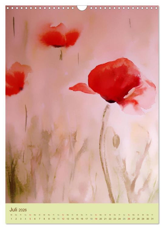 Produktbild: Blumenaquarelle (Wandkalender 2026 DIN A3 hoch), CALVENDO Monatskalender