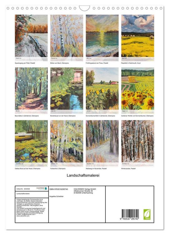 Produktbild: Landschaftsmalerei (Wandkalender 2026 DIN A3 hoch), CALVENDO Monatskalender