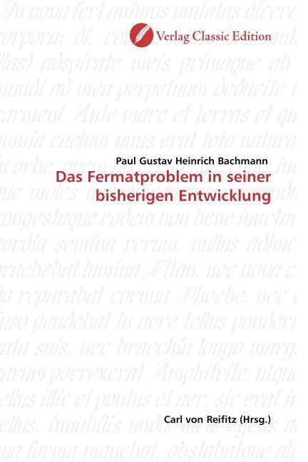 Produktbild: Bachmann, P: Das Fermatproblem in seiner bisherigen Entwickl