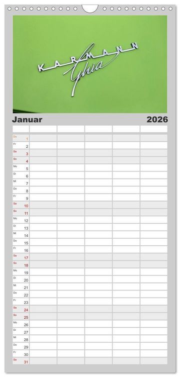 Produktbild: Familienplaner 2026 - Eine Legende lebt. Der Karmann-Ghia mit 5 Spalten (Wandkalender, 21 x 45 cm) CALVENDO
