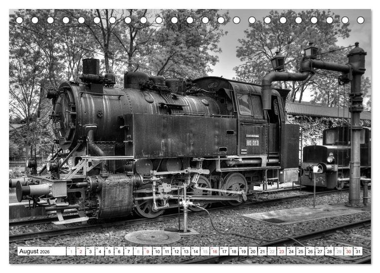 Produktbild: Unter Dampf - Eisenbahnromantik in schwarz-wei&szlig; (Tischkalender 2026 DIN A5 quer), CALVENDO Monatskalender