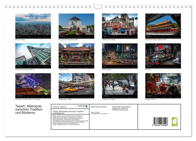 Produktbild: Taipeh, Metropole zwischen Tradition und Moderne. (Wandkalender 2026 DIN A3 quer), CALVENDO Monatskalender