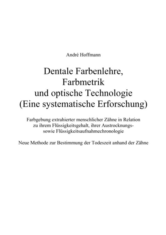 Produktbild: Dentale Farbenlehre, Farbmetrik und optische Technologie (Eine systematische Erforschung)