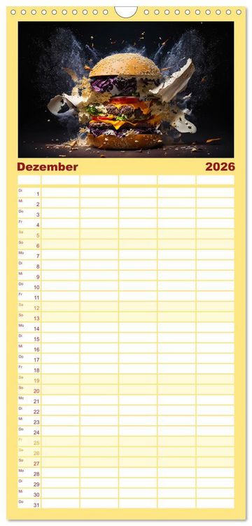 Produktbild: Familienplaner 2026 - Burgerfood mit 5 Spalten (Wandkalender, 21 x 45 cm) CALVENDO