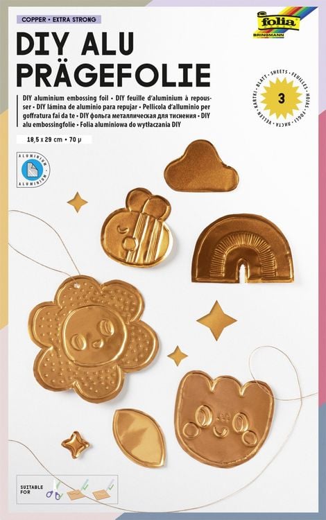 Produktbild: FOLIA Bastelartikel Pr&auml;gefolienmappe 70, 18,5x29cm, 3 Blatt, kupfer