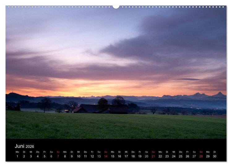 Produktbild: Lichtstimmungen Schweiz 2026 (Wandkalender 2026 DIN A2 quer), CALVENDO Monatskalender
