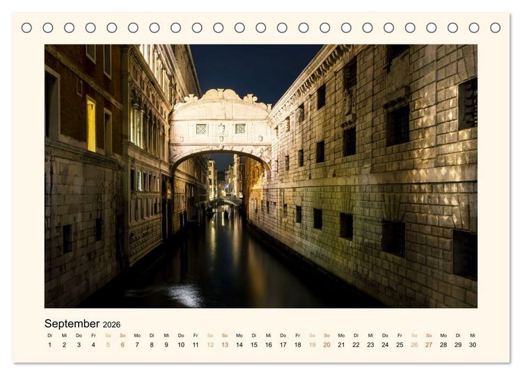 Produktbild: Venedig - Magie bei Nacht (Tischkalender 2026 DIN A5 quer), CALVENDO Monatskalender